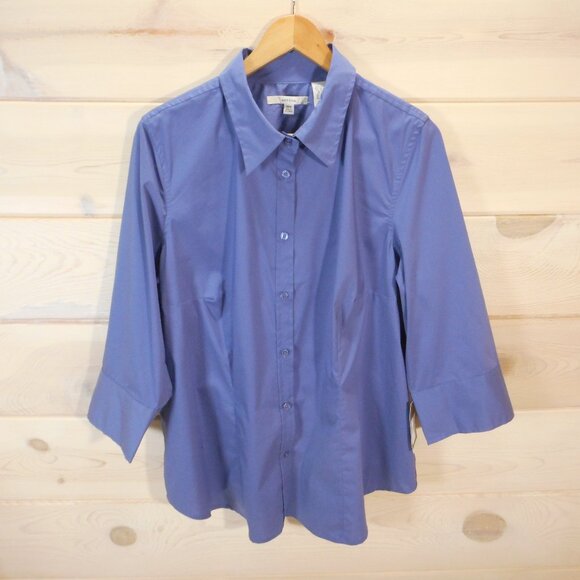 NWT Merona Womens Plus Size 18W Button-up Shirt Muted Blue Office Career Top - Picture 1 of 10